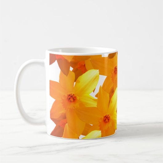Jaune Daffodiles Floral Classique Mug (Gauche)