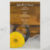 Jaune Daisy and Horseshoe Western Mariage Menu (Devant)