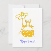 Jaune Daisy Bunny invitation anniversaire (Devant)