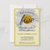 Jaune Daisy Invitation Anniversaire (Devant)