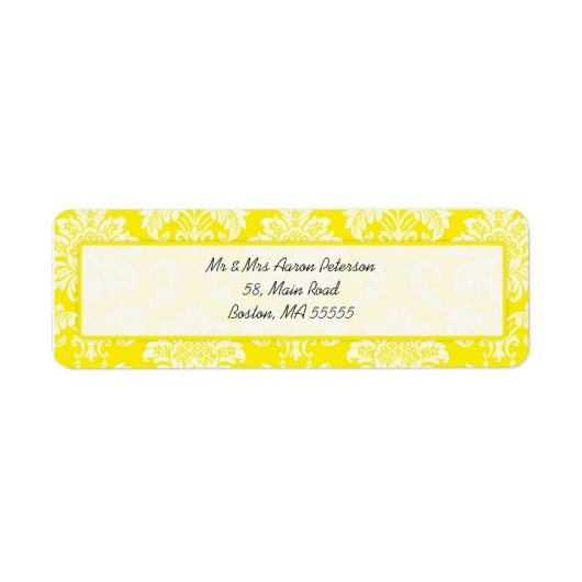 Jaune Damask Étiquettes de adresse personnalisable (Devant)