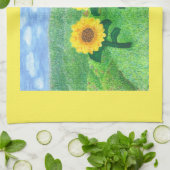 Jaune de serviette de cuisine de tournesols de (Plié)