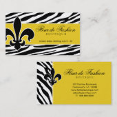 Jaune de zèbre de Fleur de lis de carte de visite (Devant / Derrière)