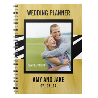 Jaune de zèbre de photo de carnet de wedding plann