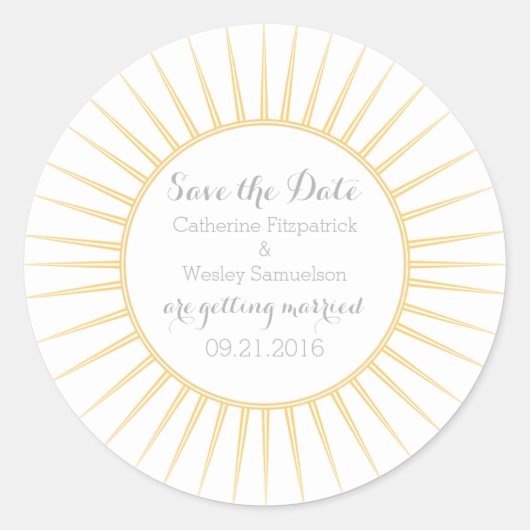 Jaune Déco Rétro Enregistrer Stickers Date (Devant)