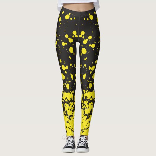 Jaune Doted Élégante Femmes Leggings (Devant)