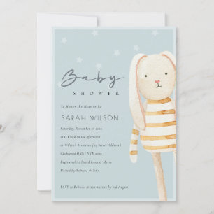 Jaune Dusky Blue Bunny Baby shower Invitation