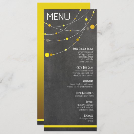 Jaune élégant de tableau du menu | de brins (Devant / Derrière)