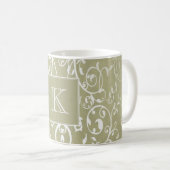 Jaune Élégant Monogramme Mug (Devant droit)
