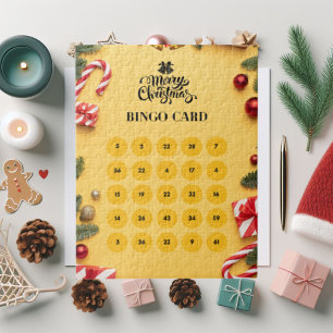 Jaune Élégant Noël Bingo Jigsaw Puzzle Puzzle