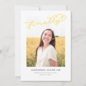 Jaune Enfin Faire-part de graduation photo (Devant)