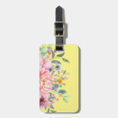 Jaune ensoleillé avec étiquette à bagages fleurs (Devant Vertical)
