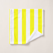 Jaune ensoleillé et imprimé rayé blanc (Gant de toilette)
