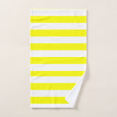 Jaune Ensoleillé et Imprimé Rayé Blanc (Serviette à main)