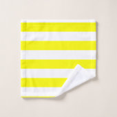 Jaune Ensoleillé et Imprimé Rayé Blanc (Gant de toilette)
