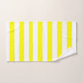 Jaune Ensoleillé et Imprimé Rayé Blanc (Serviette à main)
