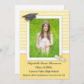 Jaune et blanc Chevron Grad Carte photo (Devant / Derrière)