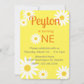 Jaune et Blanc Daisy Invitation pour le premier an (Devant)