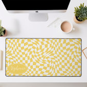 Jaune et Blanc Damier Vague Rétro Groovy