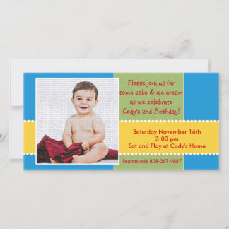 Jaune et bleu Carte photo d'anniversaire