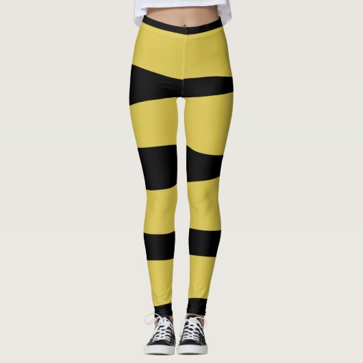 Jaune et noir rayé Legging (Devant)