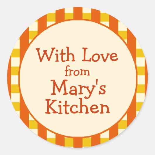 Jaune et orange À damiers Étiquettes de canne fron (Devant)