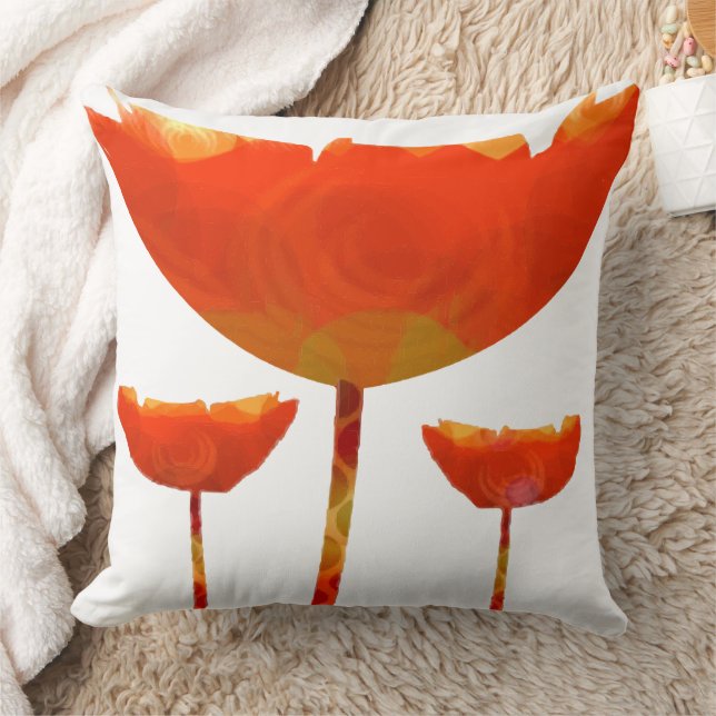 Jaune et Orange Moderne Poppy Coussin floral (Couverture)