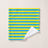 Jaune et rayures de turquoise (Gant de toilette)