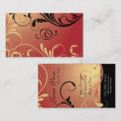 Jaune et rouge de monogramme de carte de visite de (Devant / Derrière)