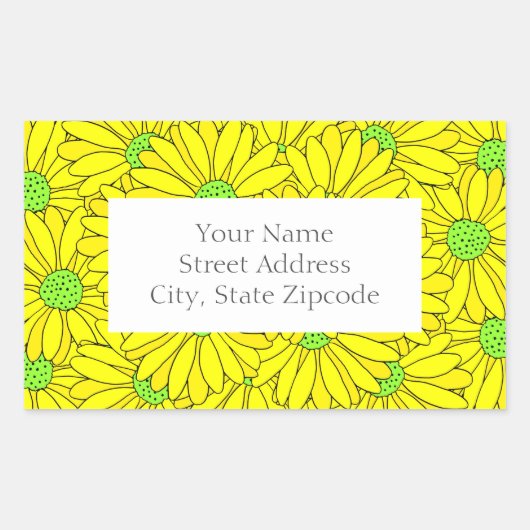Jaune et vert Abstrait marguerite Étiquettes Motif (Devant)