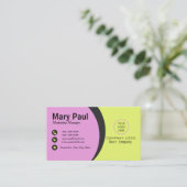 Jaune et violet moderne Carte de visite d'entrepri (Debout devant)