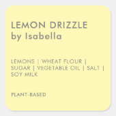 Jaune | Étiquettes d'ingrédients de gâteaux faits  (Devant)