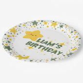 Jaune étoile joueuse thème enfant assiettes de fêt (Angle)