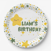 Jaune étoile joueuse thème enfant assiettes de fêt (Devant)