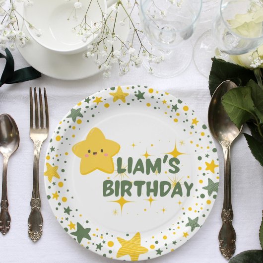 Jaune étoile joueuse thème enfant assiettes de fêt
