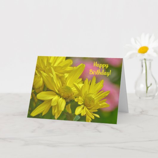 Jaune Fleurs Faisy Jardin Art Carte d'anniversaire (Petite plante)
