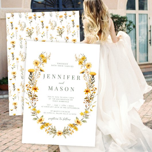 Jaune fleurs minuscules fleurs sauvages faire-part