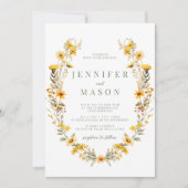 Jaune fleurs minuscules fleurs sauvages faire-part (Devant)