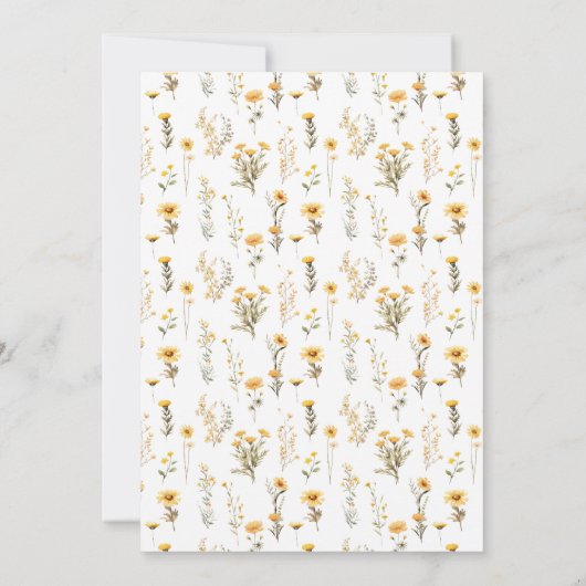 Jaune fleurs minuscules fleurs sauvages faire-part (Dos)