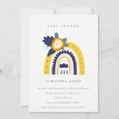 Jaune Flora Rainbow Photo Baby shower Invitation (Devant)