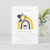 Jaune Flora Rainbow Photo Baby shower Invitation (Debout devant)