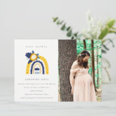 Jaune Flora Rainbow Photo Baby shower Invitation (Debout devant)