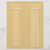 Jaune Floral 18 Candle and Rose Ceremony Programme (Dos)