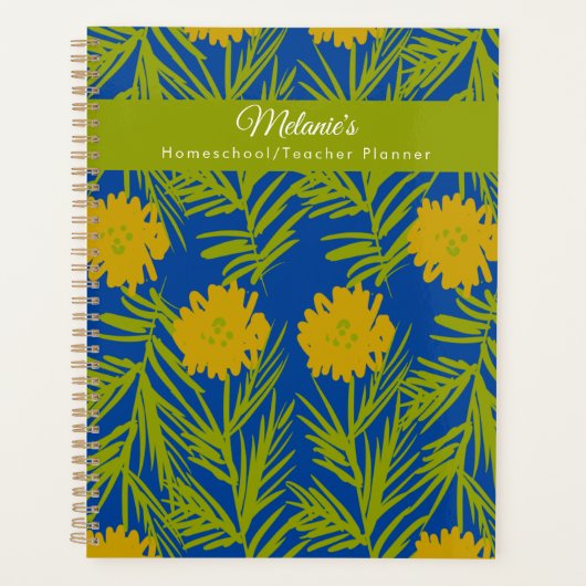 Jaune Floral Enseignant School Homeschool Planner (Devant)