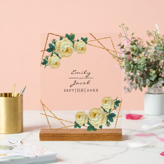 Jaune Floral Mer Elégante Parties scintillant Or G (Mariage)