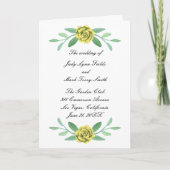 Jaune Floral verdure Foliage Programme de mariage  (Devant)