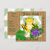 JAUNE FROG AVEC LIZARD CUTE Kids Invitation (Devant / Derrière)