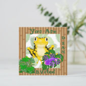 JAUNE FROG AVEC LIZARD CUTE Kids Invitation (Debout devant)