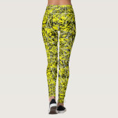 Jaune Funky noir occupé Leggings d'impression (Dos)