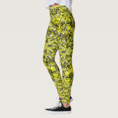 Jaune Funky noir occupé Leggings d'impression (Gauche)